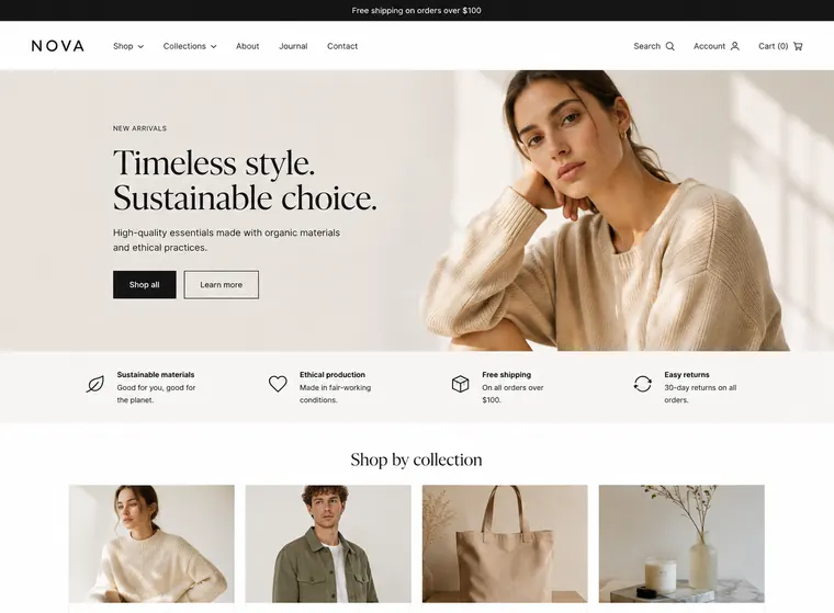 Tienda Shopify ilustrativa usada para el análisis de ejemplo