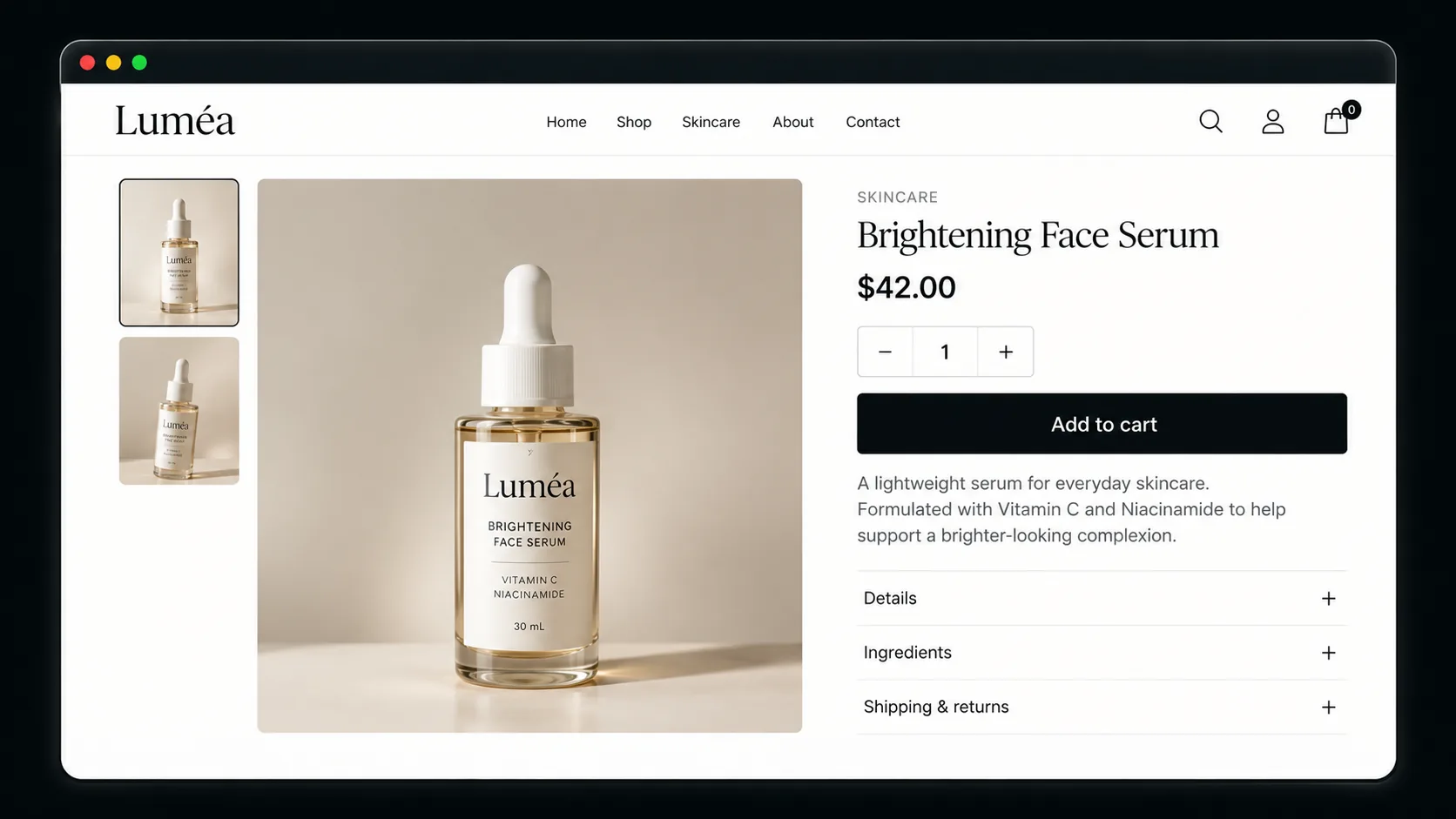A basic Shopify product page with few images and no visible reviews